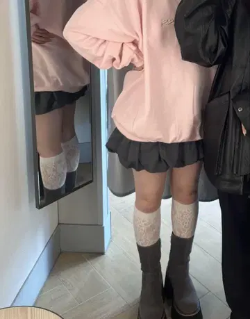 EVRIS 그레이 벌룬 미니 스커트