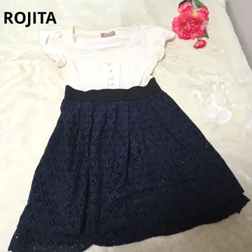 [ 세련된 ROJITA ] 아이보리 네이비 스커트 튜닉