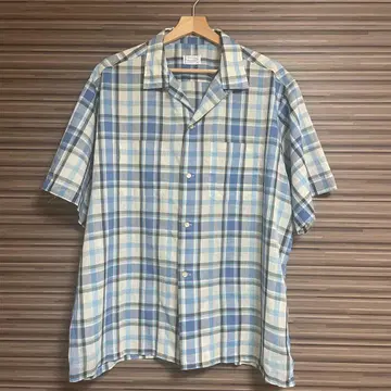 60년대 타운크래프트 오픈 칼라 셔츠 체크 XL