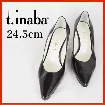 t.inaba 펌프스 24.5cm 에나멜 블랙 O5037
