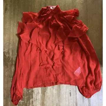 GAMBAISTA VALI x H&M 빨간색 프릴 긴팔 블라우스