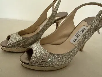 JIMMY CHOO 실버 글리터 하이힐 37