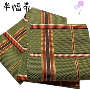 17 반폭 오비 엣또 격자 무늬 그린
