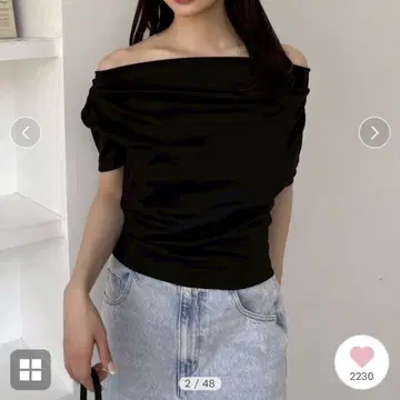 frayid 드레이프 넥 오프숄더 티셔츠