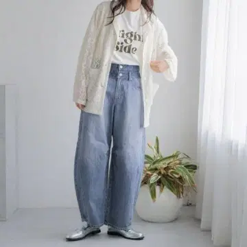 [ 로리즈팜 ] 데님 커브 팬츠 M