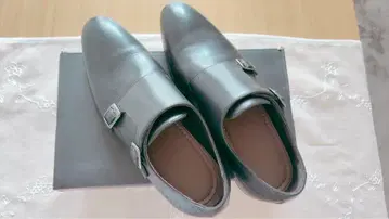 그레이 가죽 더블 몽크 스트랩 신발 26cm