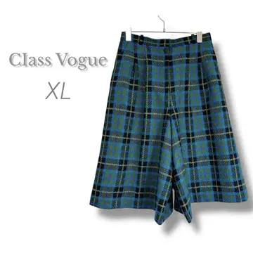 CIass Vogue 체크 하프 팬츠 가우초 와이드 그린 XL