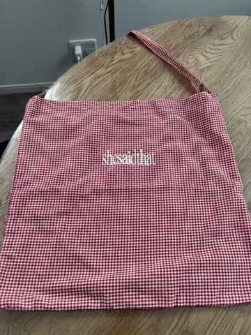shesaidthat 깅엄 체크 백