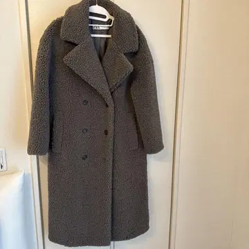 ZARA 보아 더블 브레스트 롱 코트 그레이