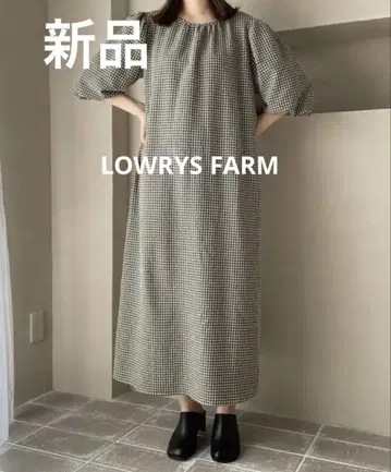 새상품 LOWRYS FARM 체크 벌룬 슬리브 원피스