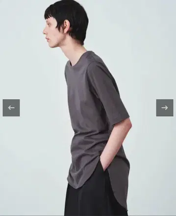 ATON 에이톤 ROUND HEM T-SHIRT 다크 그레이계 2