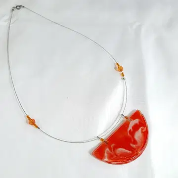 스페인산 핸드메이드 반달 크리스탈 목걸이 / 52cm 롱 타입