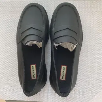 HUNTER 블랙 로퍼 레인 신발 27cm