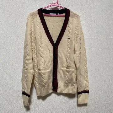 Lacoste 아이보리 케이블 짜임 가디건 사이즈 4