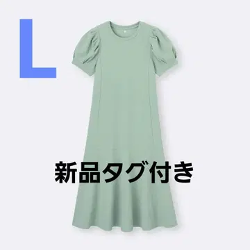 새상품 볼륨 슬리브 원피스 GU 여성용 롱 원피스