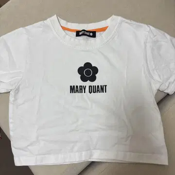 MARY QUANT 화이트 반팔 티셔츠 크롭