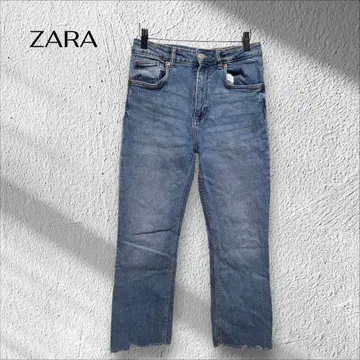 자라 ZARA 스트레이트 데님 팬츠 [40] 블루 데미지 가공