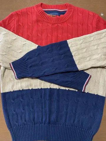 TOMMY HILFIGER 케이블 짜임 스웨터 M