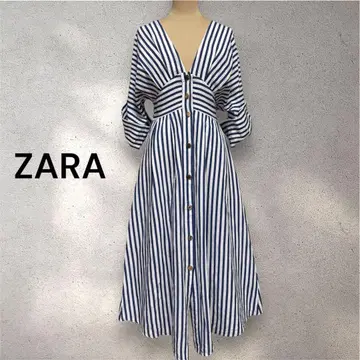 새상품급 ZARA 린넨 혼방 스트라이프 롱 원피스 A라인 사이즈 S