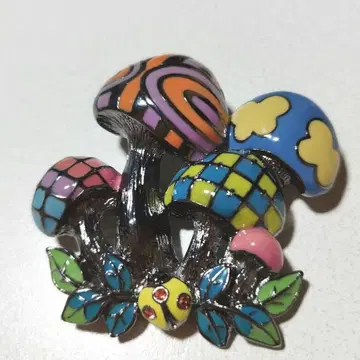 ANNA SUI 안나수이 목걸이 탑 브로치 컬러풀 버섯