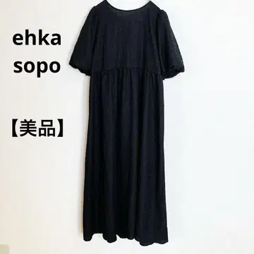 [새상품급] ehka sopo 에카 소포 롱 원피스 블랙 백리본