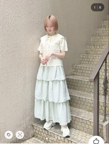 merry jenny 그린 체크 깅엄 캉캉 스커트