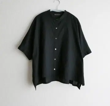 mizuiro ind 미즈이로인드 린넨 혼방 밴드 칼라 와이드 셔츠