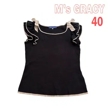 [새상품급] M's GRACY 슬리브리스 상의 프릴 리본 40
