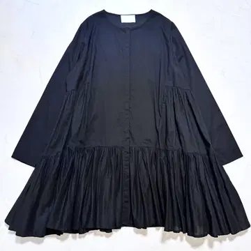 24SS 마렛 마르텔 티어드 드레스 셔츠 원피스 피마 코튼 블랙 S