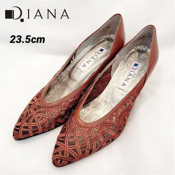 새상품급 DIANA 레이스 무늬 메쉬 펌프스 브라운 23.5cm