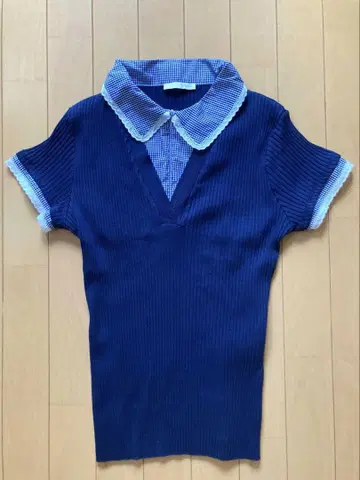 ZARA 피터팬 칼라 리브 T셔츠 L 사이즈