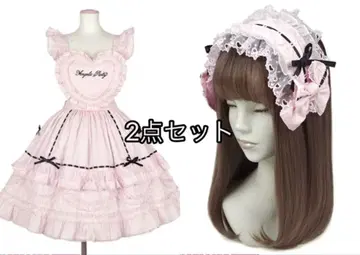 Angelic Pretty Heart 흉받이 스커트 머리띠 핑크