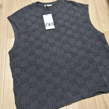 ZARA 자라 기하학 자카드 셔츠 슬리브리스 M