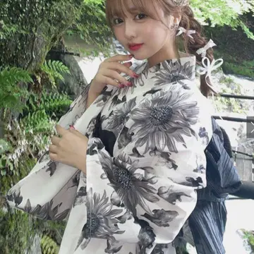 GRL 모노톤 해바라기 유카타 세트 헤코오비 포함