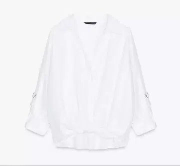 컨디션 최상 ZARA(자라) 린넨 블렌드 화이트 셔츠 블라우스