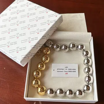 H&M rokh 콜라보 실버 골드 비즈 목걸이