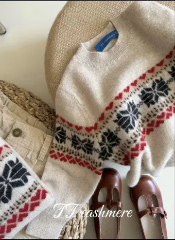 TT cashmere 페어아일 패턴 스웨터