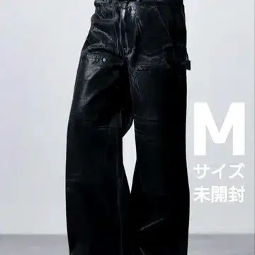 CLEL 특수 가공 더블니 데님 팬츠 M 사이즈 다크 블랙