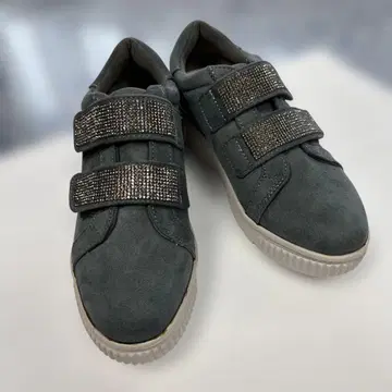 블루 그레이 스웨이드 벨크로 스트랩 슈즈 23.5cm