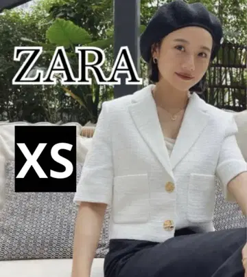 [새상품급] ZARA 텍스처 크롭 블레이저 자켓 XS 화이트