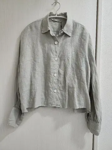 ZARA 자라 새상품 셔츠 린넨 긴팔 여름옷 여성용 숏 기장