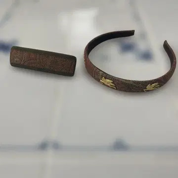 ETRO 브라운 장식 헤어밴드와 머리핀 세트