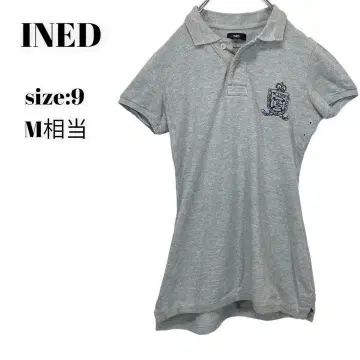 INED 이네드 피케 셔츠 상의 그레이 9 M 예쁨
