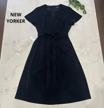 극미품 NEWYORKER 벨티드 원피스 사이즈 11 네이비 세탁 가능