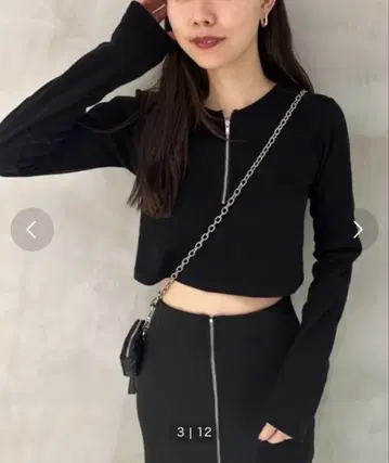 골지 하프 지퍼 크롭 상의 블랙 FREE