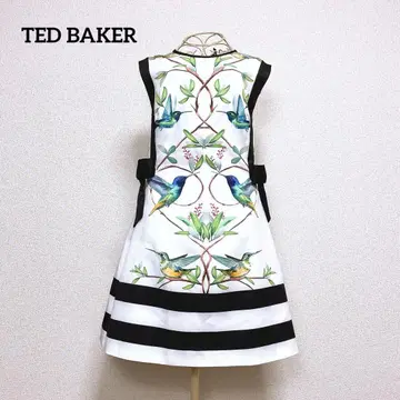 TED BAKER 보타니컬 버드 리본 드레스 원피스 플레어 새