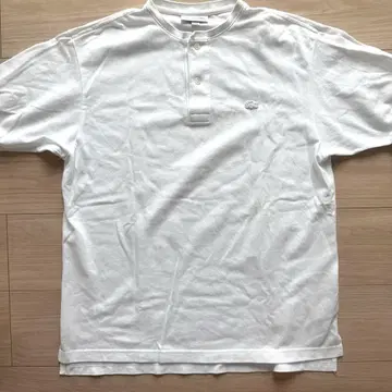 LACOSTE 클래식 핏 화이트 피케 셔츠 US L