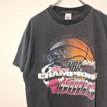 90년대 레어 시카고 불스 티셔츠 NBA 페이드 블랙