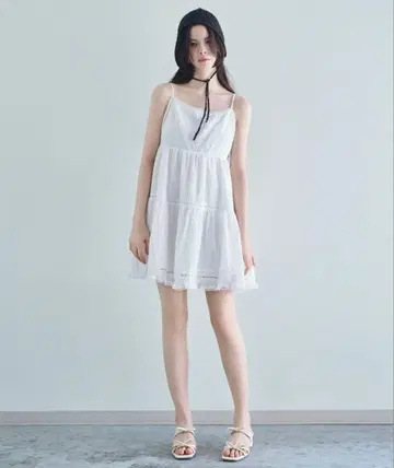 헤더 도비 레이스 캐미 미니 원피스