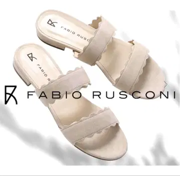 미사용급 [FABIO RUSCONI] 웨이브 플랫 샌들 베이지 38